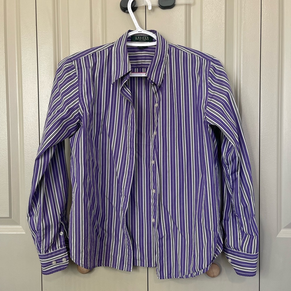 Purple Striped Ralph Lauren Button Up